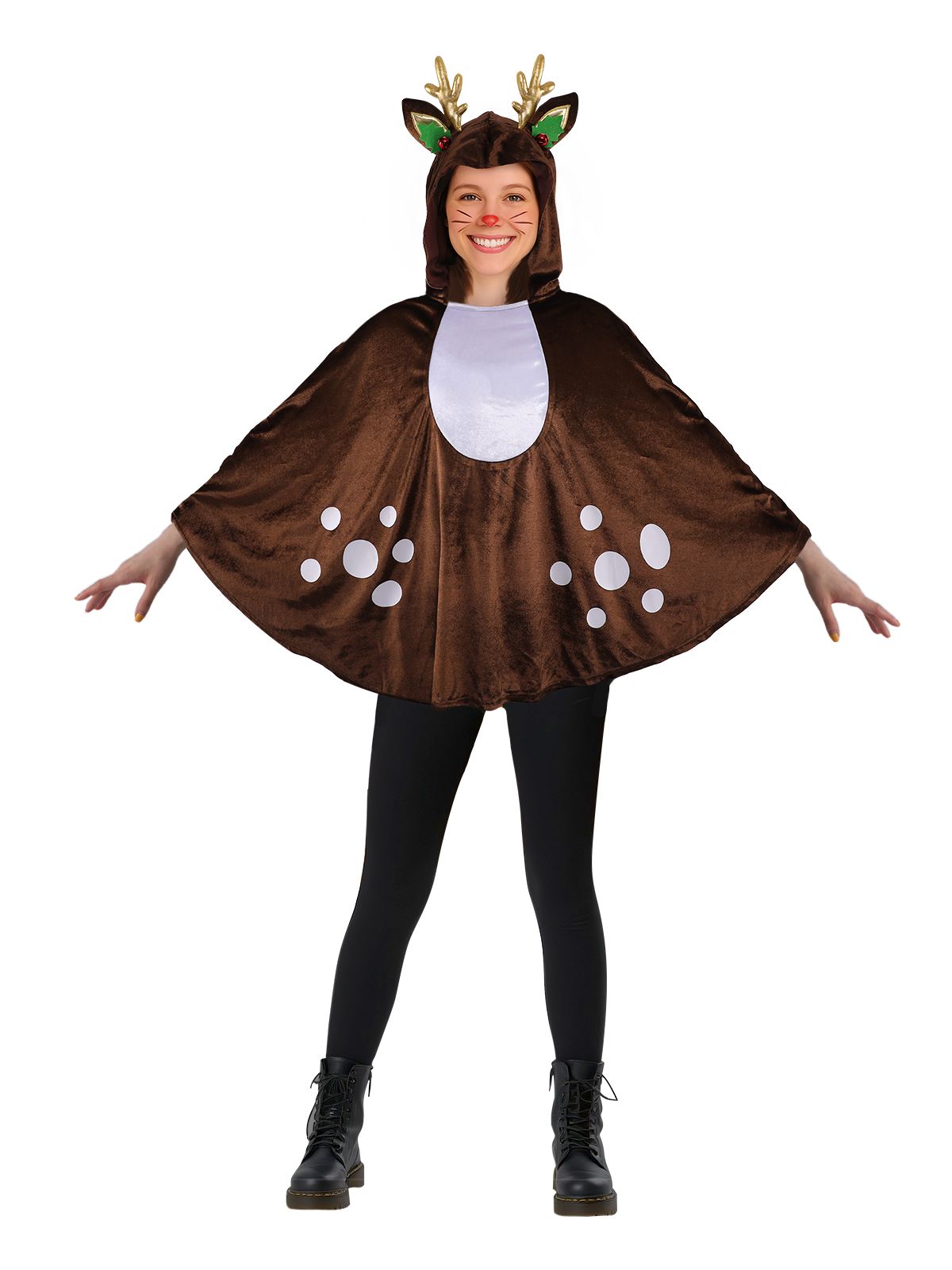 Women's Animal Hooded Cape Costume, Deer & Giraffe Cloak for Halloween, Cosplay, or Winter Party