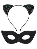 Black Cat Headband & Eyewear Prop for Women Halloween Party Coslpay Accessories