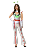 Women's Alien Costume for Halloween, Shiny Metallic One-Piece Space Bodysuit, Sci-Fi Fancy Dress for Party or Cosplay