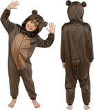 ROC PARTY Hooded Animal Costume for Kids 4-12 - Unisex Halloween Animal Dress-Up Outfit & Cosplay Playwear for Boys & Girls (Brown Teddy Bear, 8-10 Years)