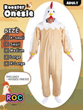 Animal Onesie Costume for Adults - Cozy Farm-Themed One-Piece Pajamas with 3D Hood for Halloween, Cosplay & Party