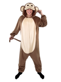 Monkey Onesie Pajama for Unisex Adult - Plush Jungle-Themed Animal One Piece Costume Sleepwear for Halloween & Cosplay Party