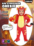 ROC PARTY Dinosaur & Monster Costume for Toddlers - 3D Animal Hooded Dress-Up Outfit for Halloween, Cosplay & Parties (Red Pterosaur, 3-4T)