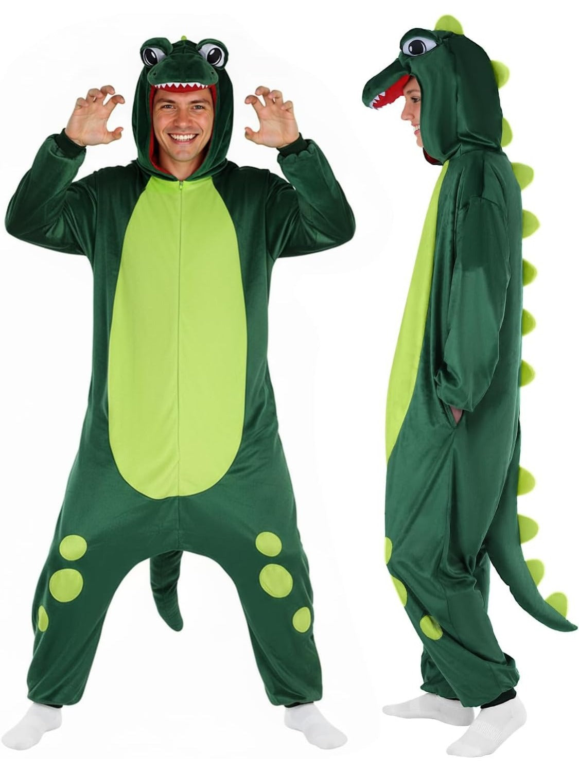 Unisex Adult Animal Onesie Pajamas - Dino & Monster One Piece Costume Sleepwear for Halloween & Cosplay Party