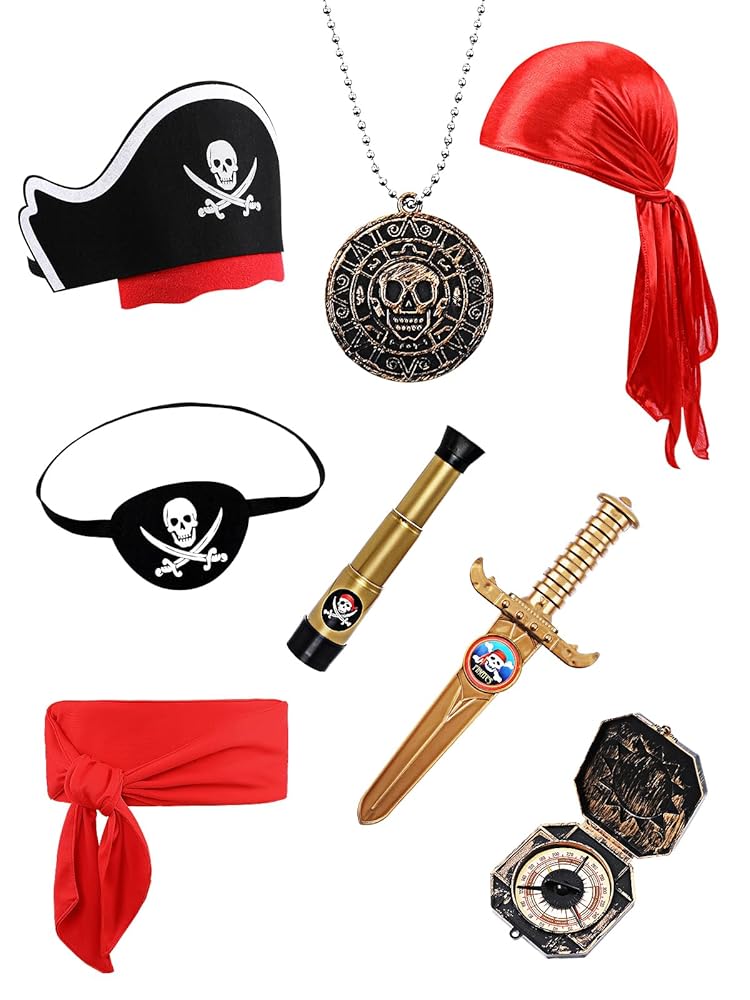 Pirate Costume Accessories Set for Halloween Parties Adult Men Size