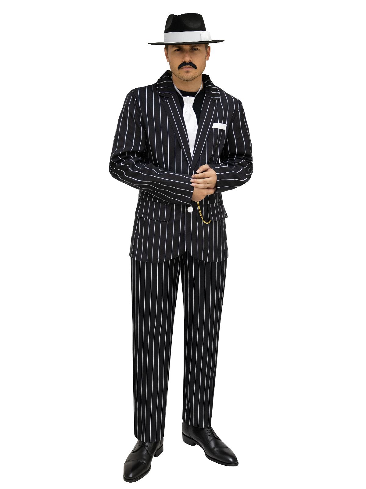 Men's 1920s Gangster Costume - Pinstriped Suit Roaring 20s Mobster Outfit for Halloween & Murder Mystery Parties