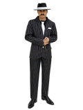 Men's 1920s Gangster Costume - Pinstriped Suit Roaring 20s Mobster Outfit for Halloween & Murder Mystery Parties